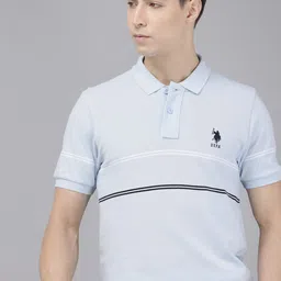 U.S. Polo Assn. Horizontal Striped Polo Collar Pure Cotton Slim Fit T-shirt-picture-15