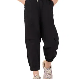 Stylobug Girls Black Cotton Cargo Pants-image-72
