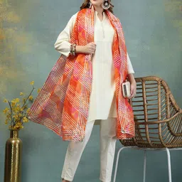 Clora Creation Striped Leheriya Dupatta with Gotta Patti image 3