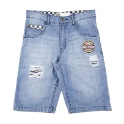 Palm Tree by Gini & Jony Kids Blue Distressed Bermudas-picture-30