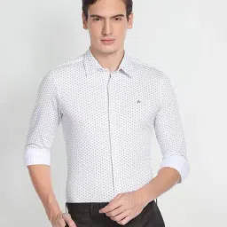 Arrow White Slim Fit Printed Shirt-image-78