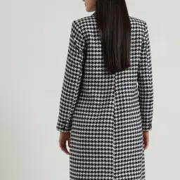 Fablestreet Black & White Tweed Checked Overcoat image 2