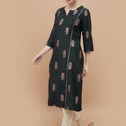 Melange by Lifestyle Women Embroidered Keyhole Neck Flared Sleeves Thread Work Anarkali Kurta-picture-39