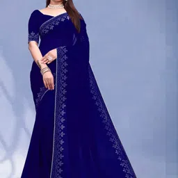 MEAVEN FEB Embellished Pure Georgette Exquisite Diamond Embellishment Heavy Work Saree-picture-11