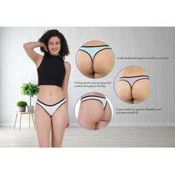 ORLIZEA women Set Of 3 Cotton Blend Thongs image 2