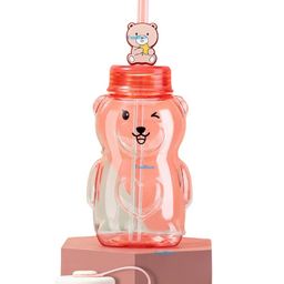 FunBlast Teddy Shaped Water Bottle with Straw Pink - 430 ml-picture-26