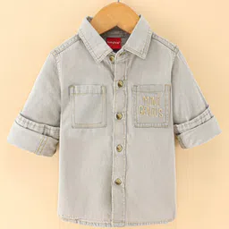 Babyhug Cotton Full Sleeves Shirt Text Embroidery - Grey-picture-22