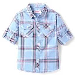 Babyhug Cotton Woven Full Sleeves Check Shirt - Blue-picture-20