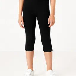 Charm n Cherish Cotton Blend Knit Solid Capri Leggings - Black-picture-20