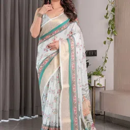 MAHARANI COUTURE Floral Pure Cotton Banarasi Saree-picture-28