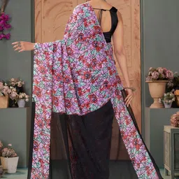 Garden Vareli Abstract Printed Pure Georgette Saree image 3