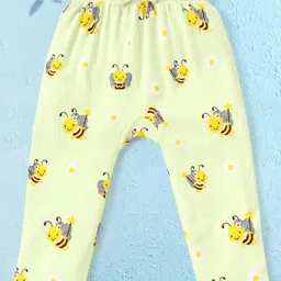 Babyoye Full Length 100% Cotton with Eco Jiva Finish Diaper Leggings with Bee Print Pack of 2 - Yellow Peach image 2