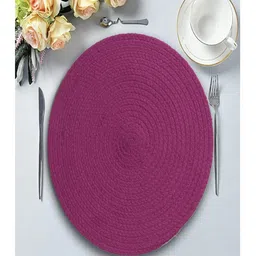 FABINALIV Set of 6 Braided Cotton Table Mats (39X39 cm) Purple - Solid image 2