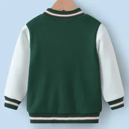 Kookie Kids Full Sleeves Bomber Jacket With Pizza Patch Applique - Green image 2