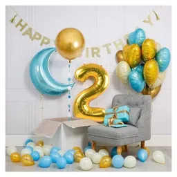decor mantra Décor Mantra 32 Inch Number Foil Balloon 2 For birthday Decorations Items-Gold Color-Pack of 1 image 2