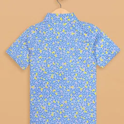 Budding Bees Cotton Woven Half Sleeves Lemons Printed Shirt - Blue image 3