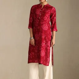 Soch Floral Printed Mandarin Collar Straight Kurta image 2