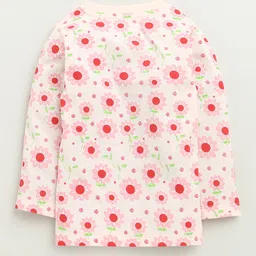 BUMZEE Cotton Knit Full Sleeves Floral Printed Night Suit - Peach image 3