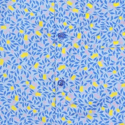 Budding Bees Cotton Woven Half Sleeves Lemons Printed Shirt - Blue image 4