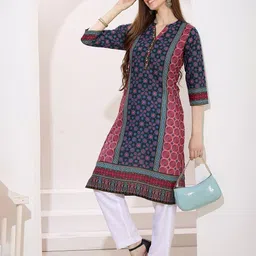 keshubaba Ethnic Motifs Printed Mandarin Collar Kurta image 2