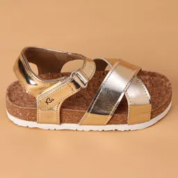 Babyoye Velcro Closure Sandals - Golden image 4