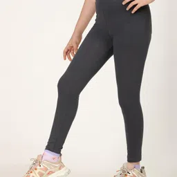 Zion Cotton Lycra Solid Leggings - Dark Grey image 5
