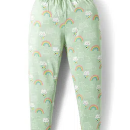 CUCUMBER Sinker Knit Half Sleeves Night Suit With Cloud Print - Sea Green image 4