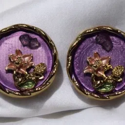 ADC SHEMONA Gold-Plated Circular Shaped Artificial Stones Studs Earrings image 4