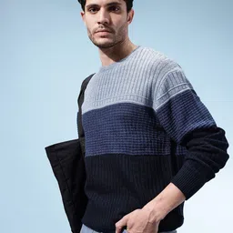 glitchez Colourblocked Relaxed Fit Pullover-image-26