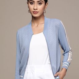 Label Ritu Kumar Geometric Self Design Bomber Jacket-picture-6