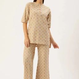 Clt.S Beige Cotton Regular Fit Printed Pyjamas Set-picture-12