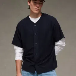 American Eagle Navy Cotton Regular Fit T-Shirt-picture-45