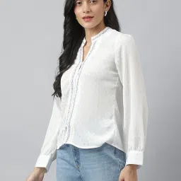 Latin Quarters White Polyster Regular fit Solid Top image 4