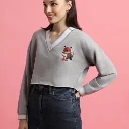 Forever 21 Light Grey Printed Sweatshirt image 4