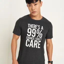 Ajile By Pantaloons Anthra Melange Cotton Regular Fit Printed Sports T-Shirt image 4