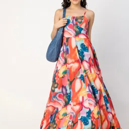 Moomaya Multicolor Printed Maxi Dress image 4