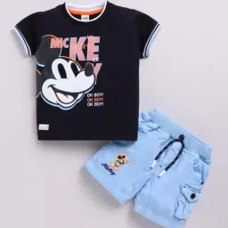 UNO KIDS Boys Blue & Black Printed Top & Short sets-picture-11
