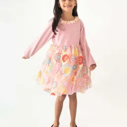 A Little Fable Pink Printed Full Sleeves Dress image 4