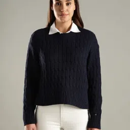 TOMMY HILFIGER Dark Night Navy Regular Fit Cotton Crew Neck Sweater-picture-32