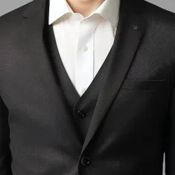 louis philippe Men Black Slim Fit Textured Formal Three Piece Suit image 4