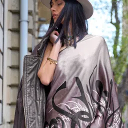 Saree Mall Purple Printed Saree With Unstitched Blouse image 4