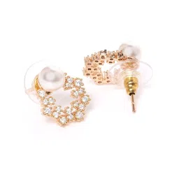 Zaveri Pearls Set of 2 Rose Gold & Gold Tone Cubic Zirconia Brass Stud & Hoop Earrings - ZPFK11163 image 4