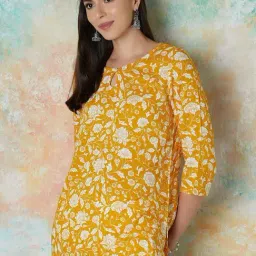 Melange by Lifestyle Yellow Printed Straight Kurti image 3
