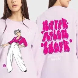 Bewakoof Women's Purple Watermelon Sugar Graphic Printed Oversized Sweatshirt image 3