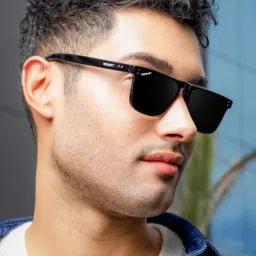 Resist Eyewear Black UV Protection Square Unisex Sunglasses image 5