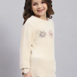 Monte Carlo Kids Beige Embellished Full Sleeves Sweater image 4