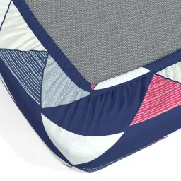 Home Ecstasy Geometric Red 140 TC Cotton King Bedsheet with 2 Pillow Covers image 4