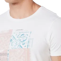 Spykar White Slim Fit Printed T-Shirt image 4