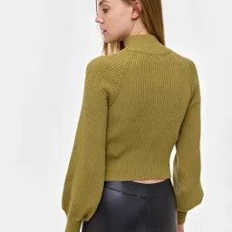 Cover Story Olive Viscose Regular Fit Sweater image 4