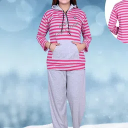 Clothus Striped Hooded Night suits-picture-38